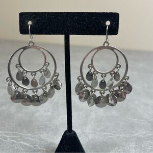 Silver Dangle Hoop Earrings